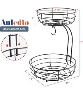 Amazon Black 2-Tier Wire Fruit Basket Stand